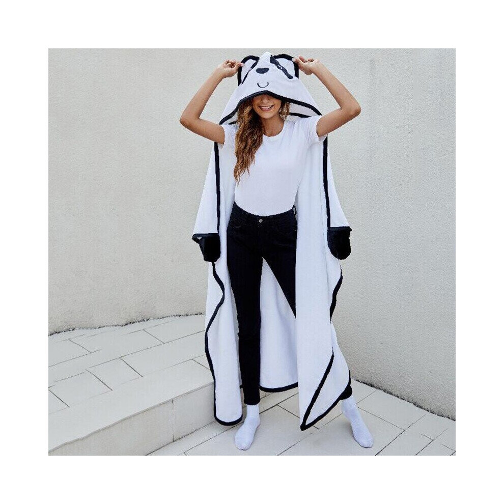Wearable hooded animal cape cartoon flannel blanket - Panda-image-OPC-PB8DTMN-NEW
