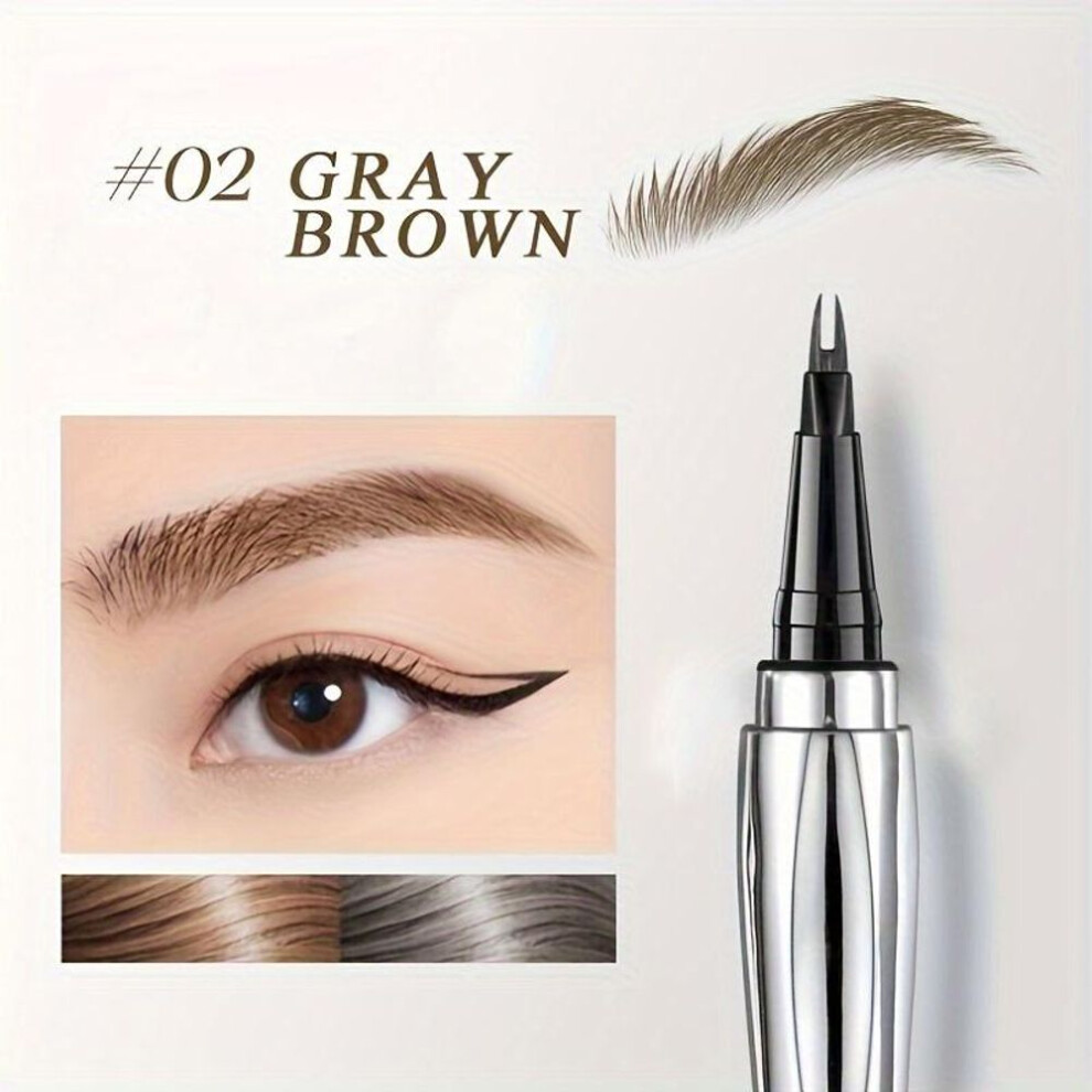 (2# Gray Brown) Extra Fine Tip Eyebrow Pencil Waterproof Sweat-resistant 2 Point Liquid Eyebrow Pencil Natural Look Dual-prong For Beginners Slim Precision Brow Pen