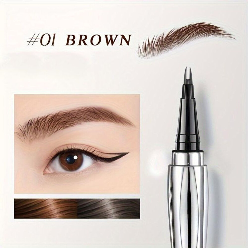 (1# Brown) Extra Fine Tip Eyebrow Pencil Waterproof Sweat-resistant 2 Point Liquid Eyebrow Pencil Natural Look Dual-prong For Beginners Slim Precision Brow Pen
