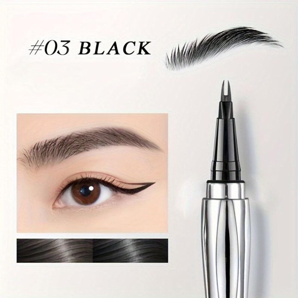 (3# Black) Extra Fine Tip Eyebrow Pencil Waterproof Sweat-resistant 2 Point Liquid Eyebrow Pencil Natural Look Dual-prong For Beginners Slim Precision Brow Pen