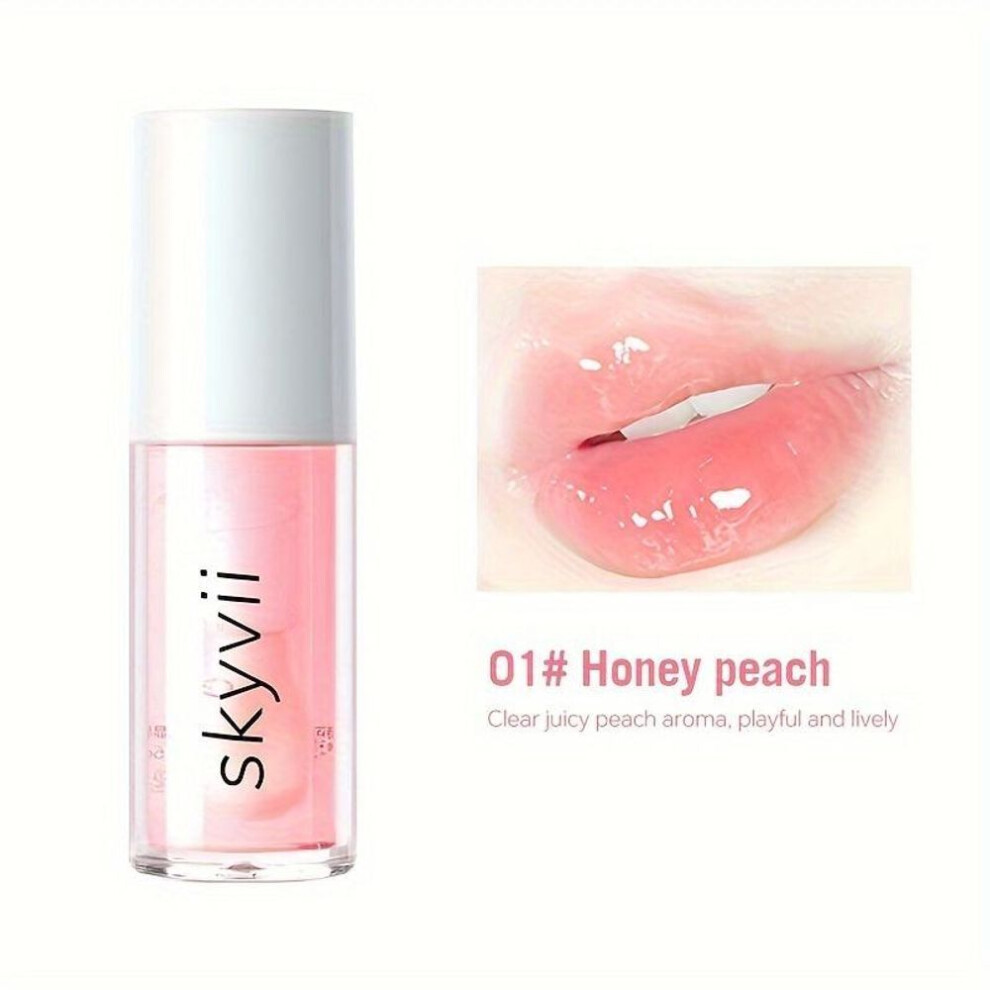 (Peach Flavor) Luxurious Lip Oil Moisturizing Lip Gloss Hydrating Lip Glaze For Dry Lips  Liquid Lipstick For All-day Softness And Shine