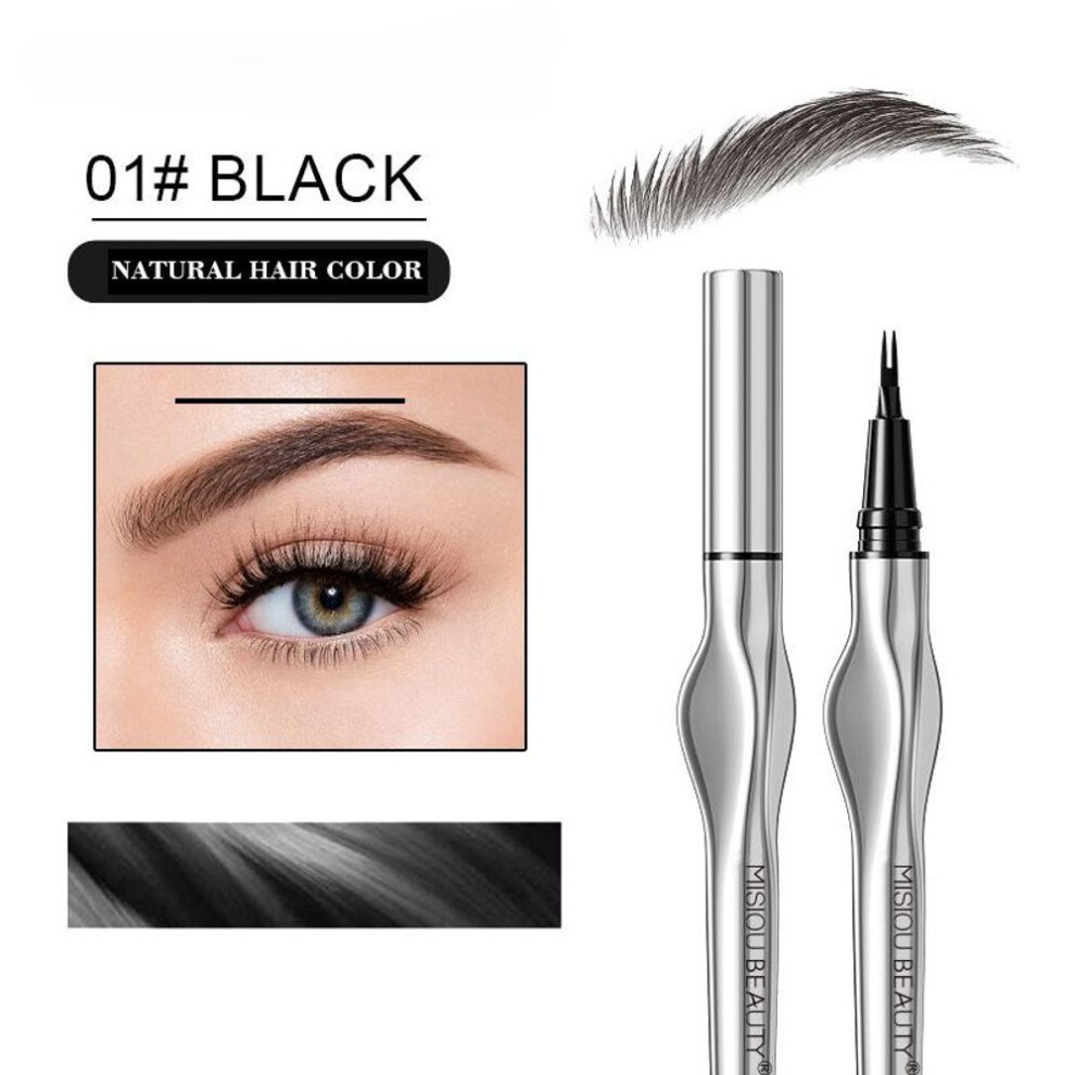 Handaiyan (01) Bifurcated Eyebrow Pencil 2 Point Wild Eyebrow Pencil Long Lasting Easy To Grip Eyebrow Tattoo Waterproof Extremely Fine Eyebrow Pencil Black