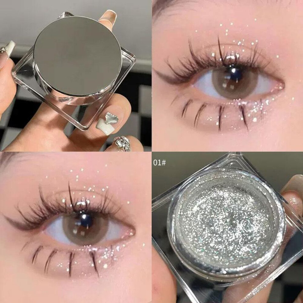 (01) Glitter Punk Smoky Black Eyeshadow Gel Makeup Palette Long-Lasting Pearly Glitter Shimmer Highlighting Highly Pigmented Eyeshadow
