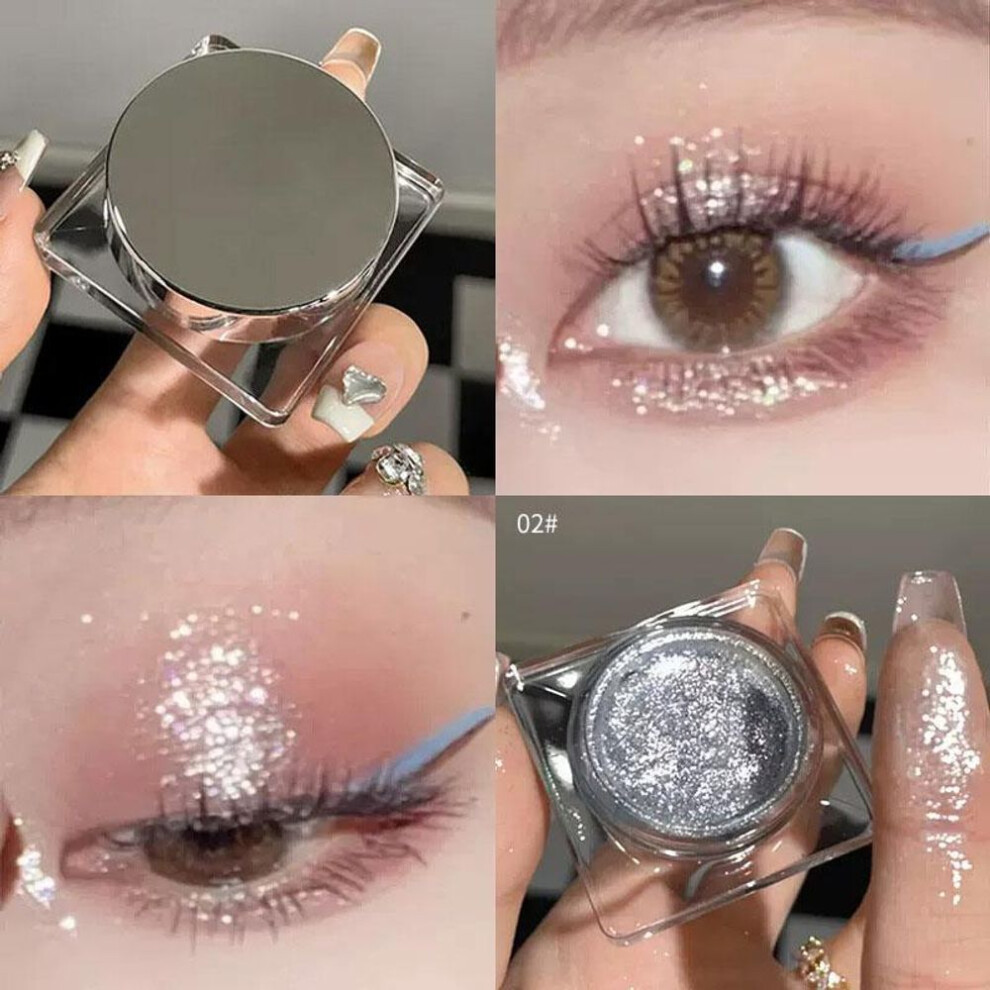 (02) Glitter Punk Smoky Black Eyeshadow Gel Makeup Palette Long-lasting Pearly Glitter Shimmer Highlighting Highly Pigmented Eyeshadow