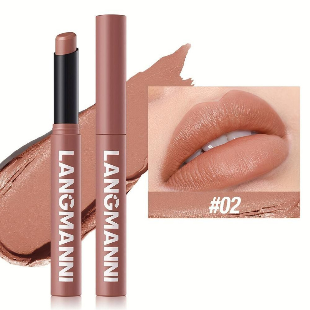 (02) Matte Lipstick Crayon Highly Pigmented Long-lasting Moisturizing Lipstick Natural Hydrating Finish Available In Berry Coral Pink And Red Shades