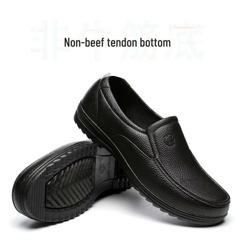 (as the picture, Non-beef tendon bottom, size 41) Men&apos;s Plastic Low-top Kitchen Rain Boots: Waterproof, Oil-proof, Non-slip, Labor Protection Rubber Shoes For Construction Sites And Fishing.