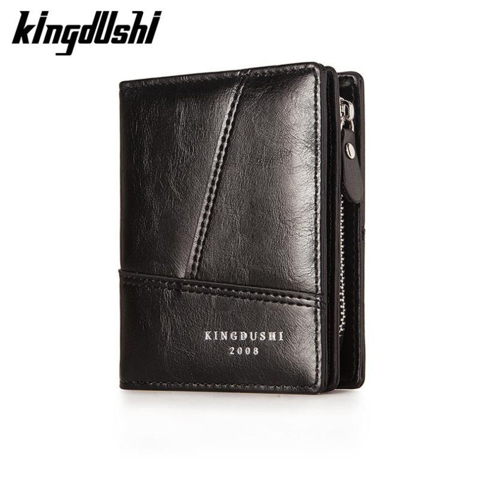 (black) Wallet For Men Short Casual Business Foldable Wallets  Leather Male  Luxury Small Zipper Coin Purse