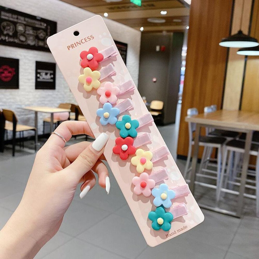 (E) 10Pcs Set Baby Hair Clips Cartoon Bows Flower Girls Hairpins Sweet Children Clips Barrettes Baby Hair Accessories