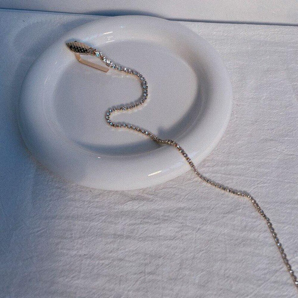 (gold) Full Rhinestone Snake Hair Band for Hair Women Long Tassel Crystal Headband Hair Accessories Wedding Accessories Hair Jewelry