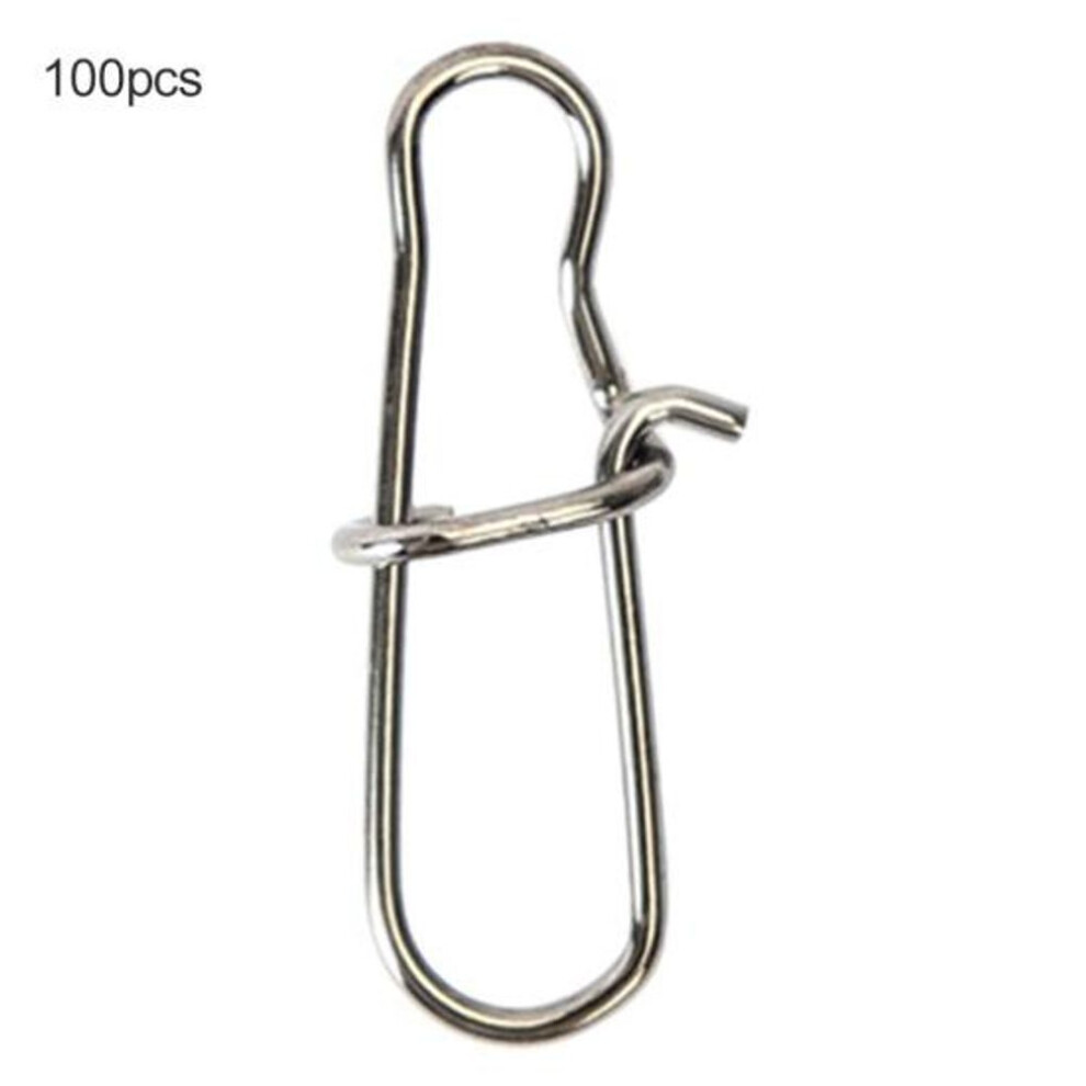 (8#) Muqzi Sports Accessory 100pcs Stainless Steel Snap Hooks Fishing Barrel Swivel Safety Lure Connector