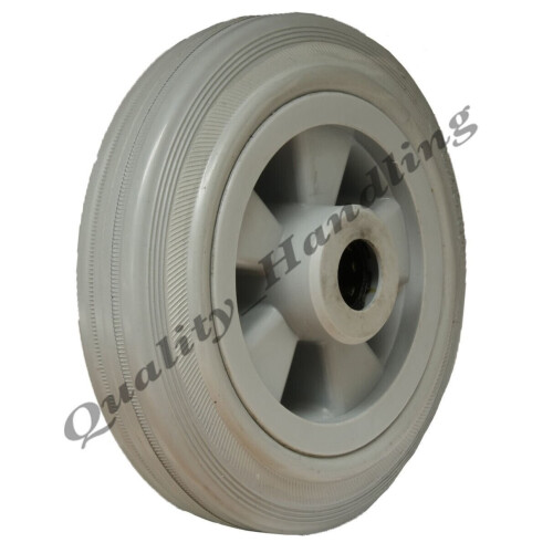 Parnells 160mm solid rubber wheel, plastic centre, 20mm roller bearing
