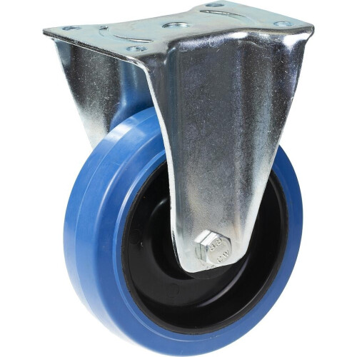 Parnells Rodízio fixo de 160mm com borracha elástica azul sobre roda central de nylon