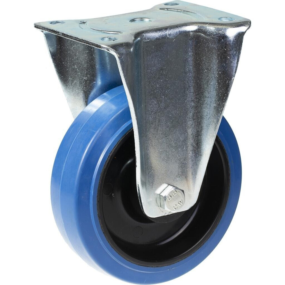 Parnells 160Mm Fixed Castor With Elastic Rubber On Nylon Centre Wheel Blue