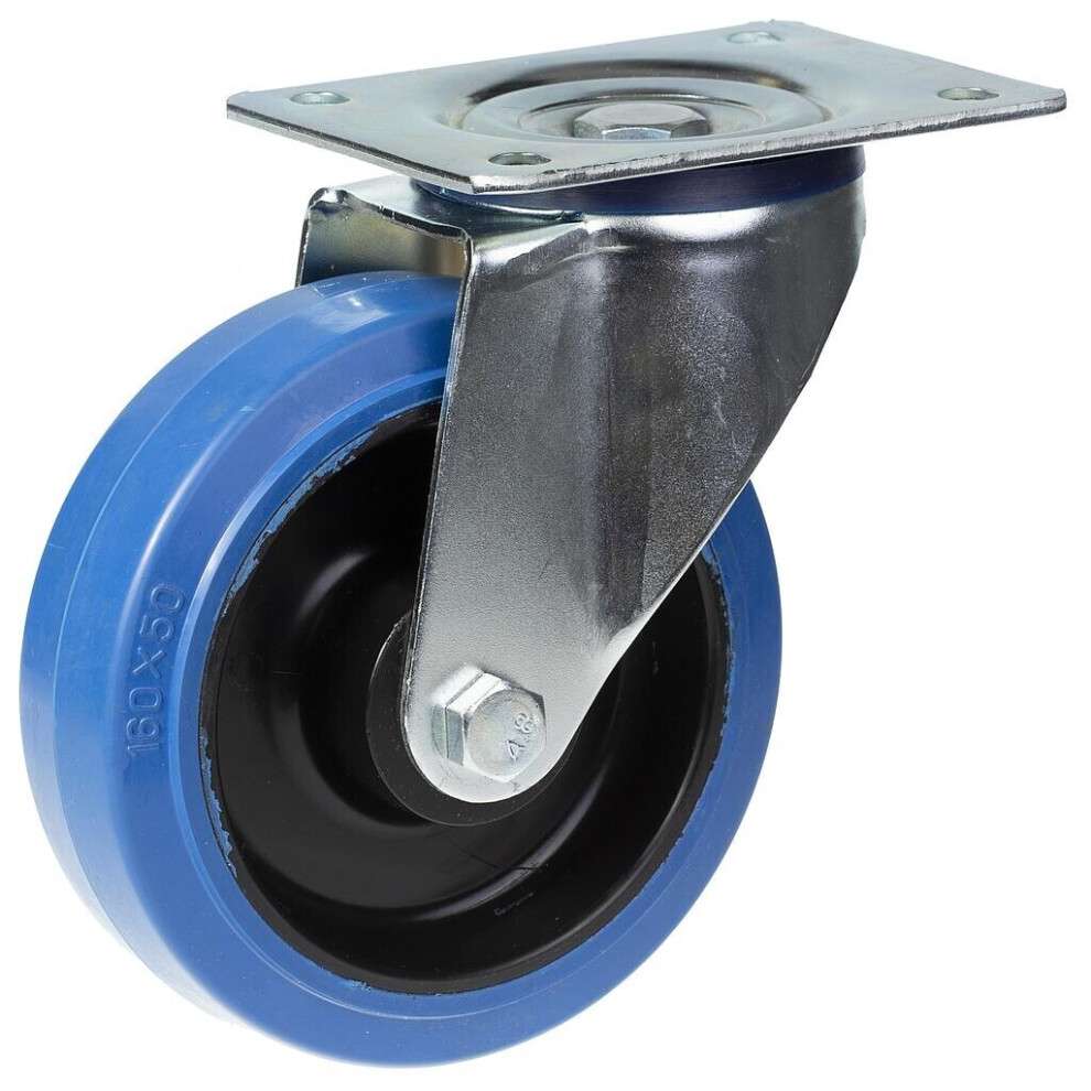 Parnells 160Mm Swivel Castor With Elastic Rubber On Nylon Centre Wheel Blue