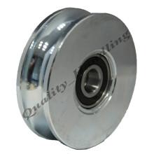Parnells 100mm Polea de la rueda de la puerta de ranura redonda Doble rodamiento 4".