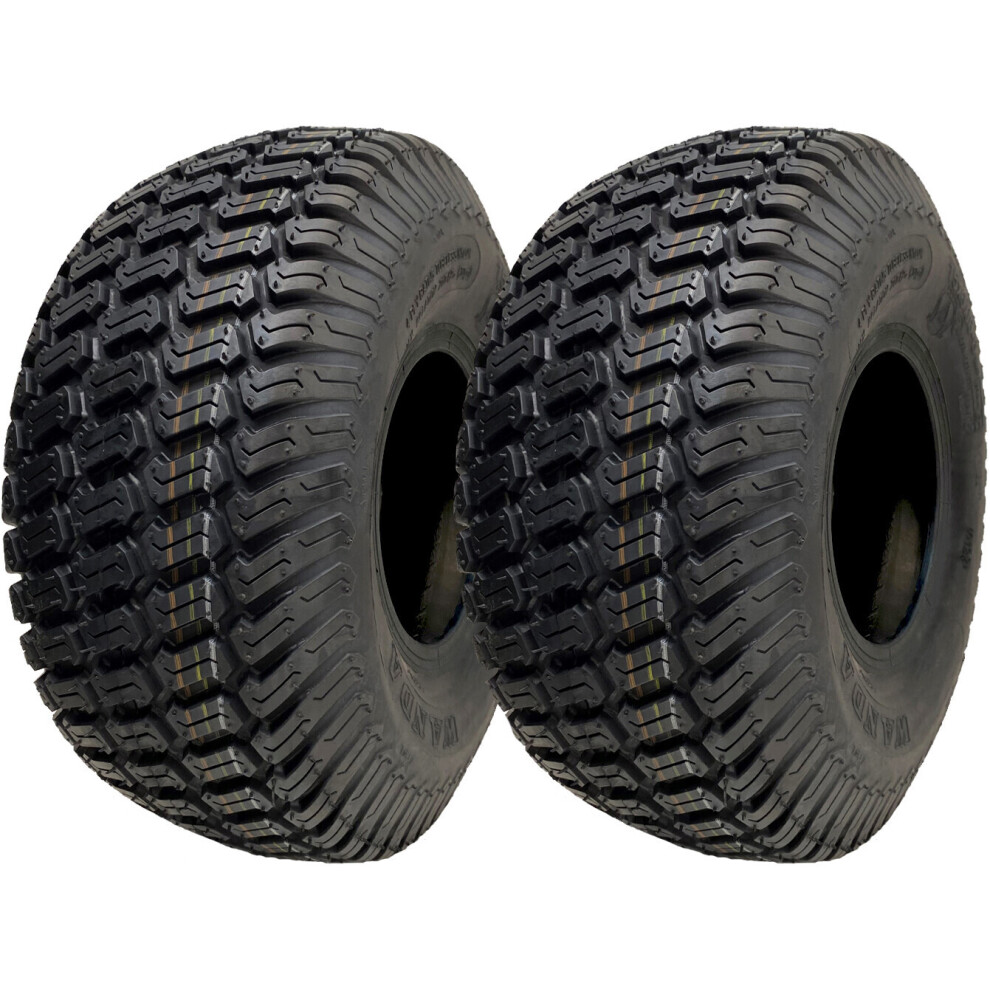15x6.00-6 Lawnmower Grass Tyres Turf Ride On Mower Tubeless P332 4ply (Set of 2)