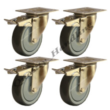 Ruedas con freno de goma de acero inoxidable de 80 mm 60 kg cada una - juego de 4