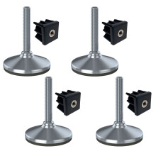Edelstahl-Fuß M16x100 105mm Basis hat Gummipuffer + Einsatz 50x50x2mm - Satz von 4