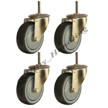 Rueda giratoria con agujero para perno de goma de acero inoxidable de 80 mm, 60 kg - juego de 4