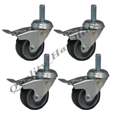 Ruedas con freno de 50 mm y 2" con agujero para pernos, 40 kg cada una, juego de 4