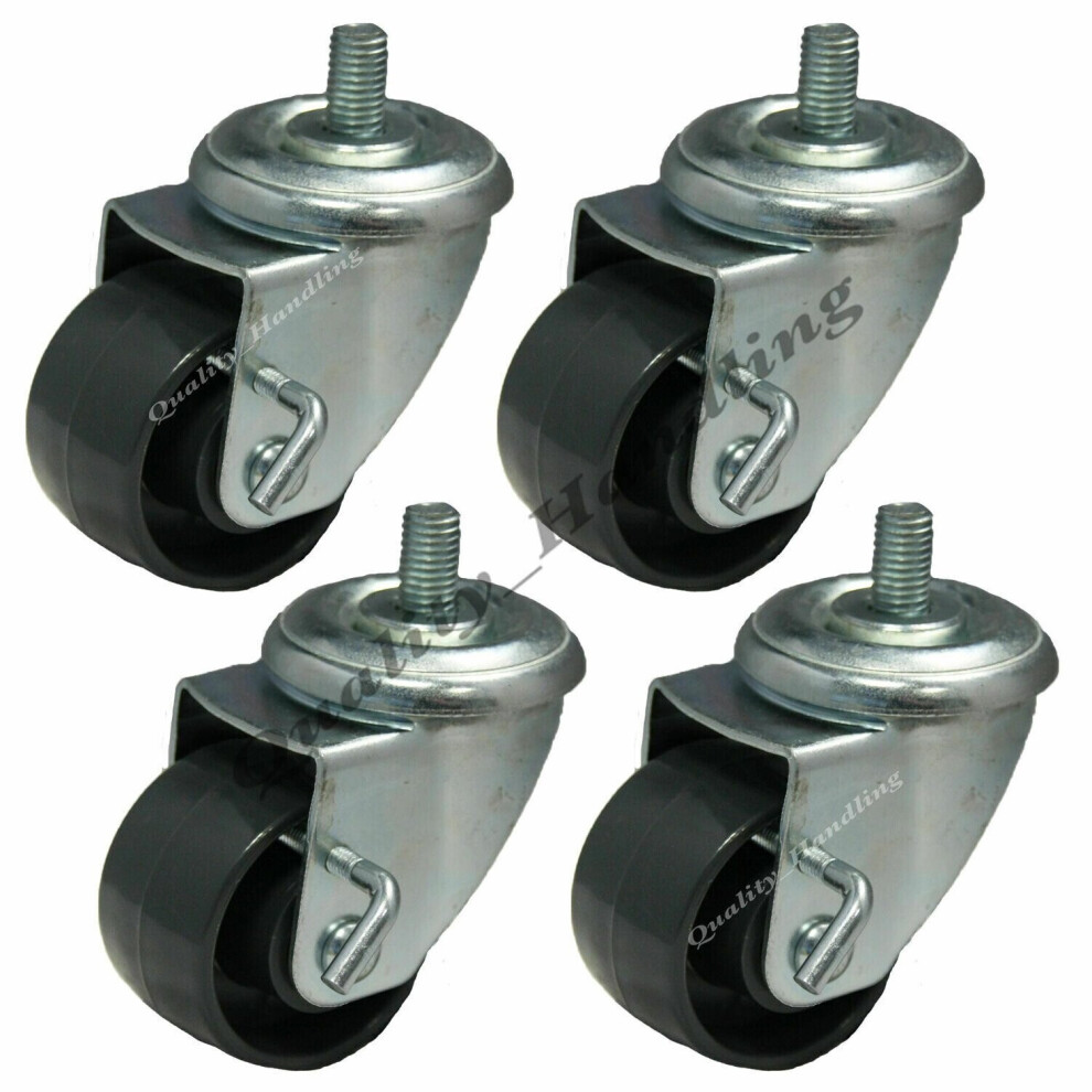 Parnells Dark/Grey 60Mm Heavy Duty Castors - M10 Thread Bolt Hole Swivel 200Kg - Set Of 4