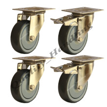 Ruedas giratorias y con freno de caucho de acero inoxidable de 100 mm 80 kg - juego de 4
