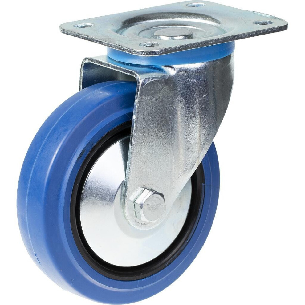 125Mm Swivel Castor With Blue Elastic Rubber On Nylon Centre Wheel 5056116829078