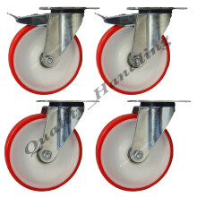 200mm Roulettes Polyuréthane nylon 2 pivotantes & 2 freinées 300kg - jeu de 4