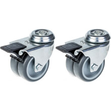 75mm 3" Doppellaufrolle grau Gummi mit Bremse 200kg Kapazität, 2er Set