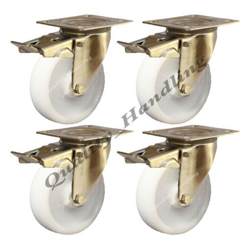 Parnells Rodízios com freio de nylon e aço inoxidável de 100mm, 200kg cada - conjunto de 4.