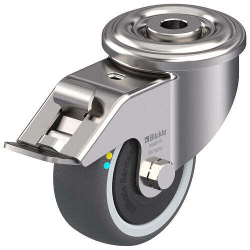 Parnells Rueda giratoria/freno de acero inoxidable de 80 mm con termoconductor gris