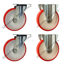 200mm Polyurethan Nylon 2 drehbare & 2 feste Positionen 300kg - Satz von 4