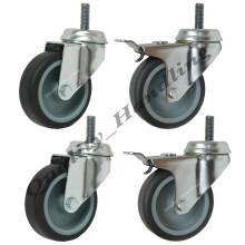 75mm 3" ruedas con agujero para pernos 2 ruedas giratorias y 2 con freno con perno