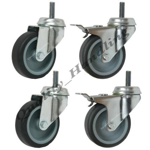 Parnells Rodízios com furo de parafuso de 75 mm e 3 ", 2 rodízios giratórios e 2 rodízios com freio e parafuso