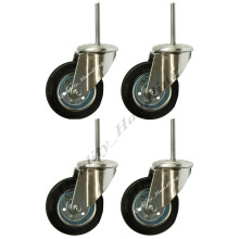 Rueda giratoria con agujero para perno de goma de 80 mm con perno 60 kg por - juego de 4