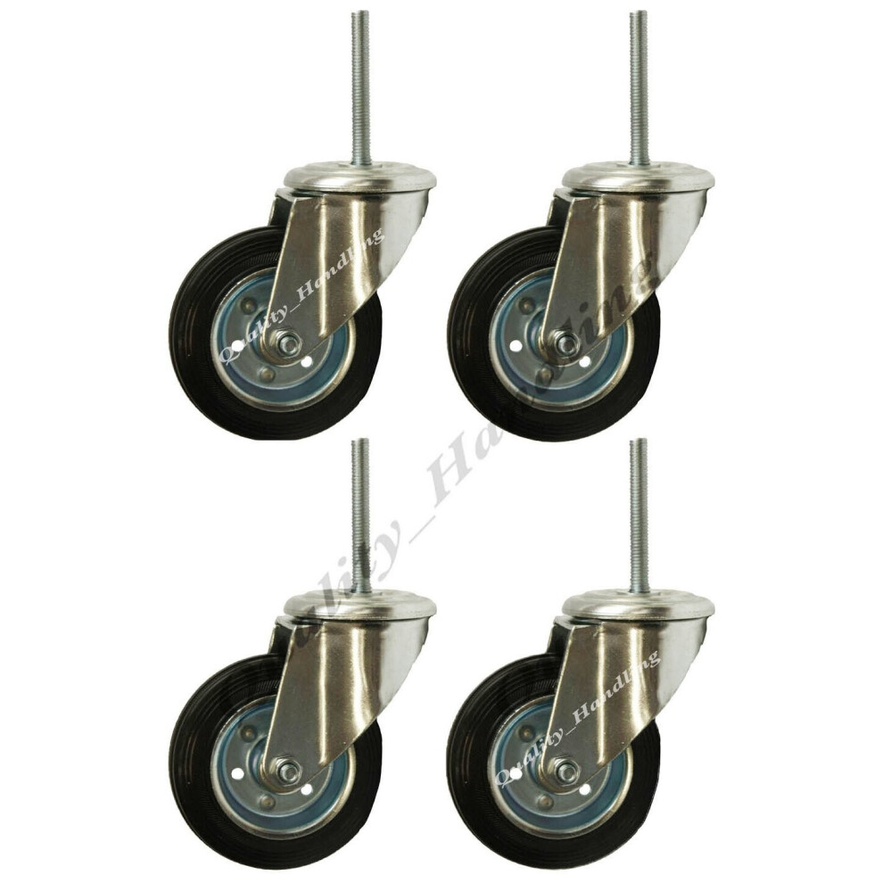 Parnells 80Mm Rubber Bolt Hole Swivel Castor With Bolt 60Kg Per - Set Of 4