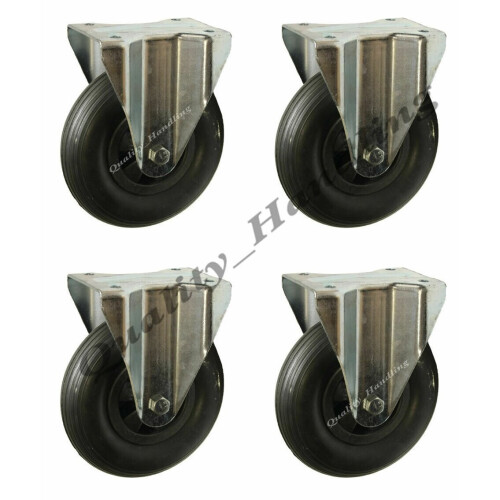 Parnells Roulettes fixes 8" 200mm anti-perforation 200x50mm à plat libre - jeu de 4