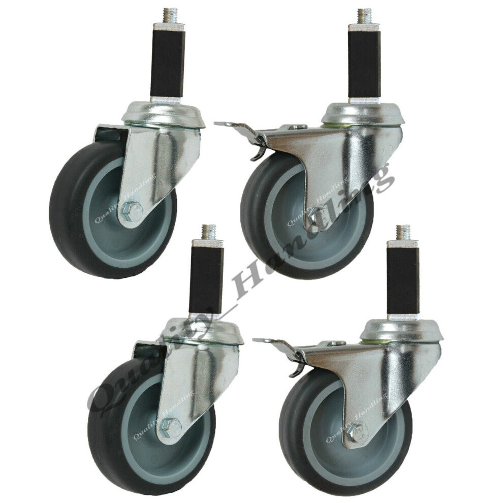 75Mm 3" Bolt Hole Castors 2 Swivel 2 Braked, Expanding Fitting 25Mm 5060462566211
