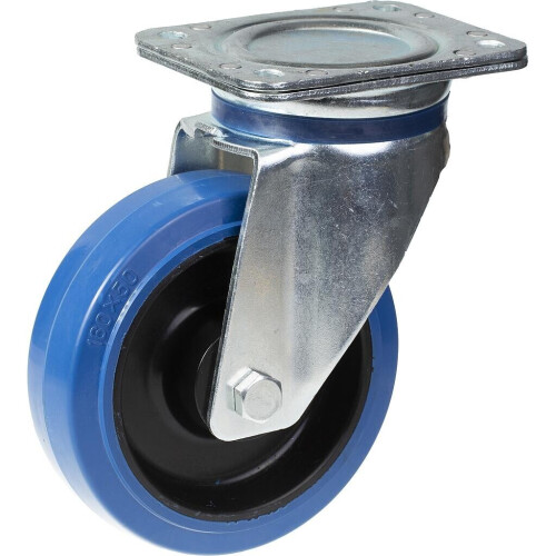 Parnells 160 mm Lenkrolle mit blauem Elastikgummi auf Nylon Mittelrad