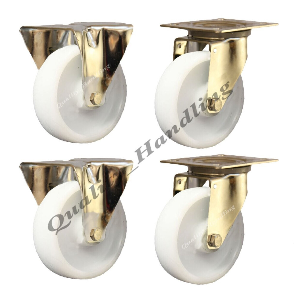 80Mm Stainless Steel Nylon Fixed & Swivel Castors 150Kg Each, Set Of 4 5060462566129