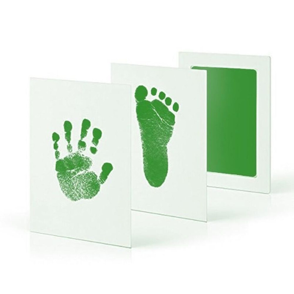 (green) Safe Non-toxic Baby Footprints Handprint No Touch Skin Inkless Ink Pads Kits for Pet Dog Paw Prints