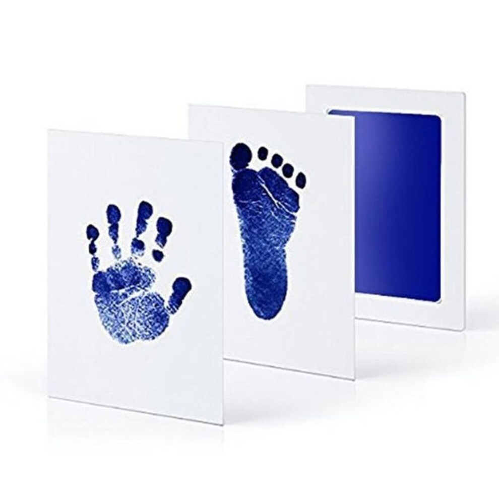 (blue) Safe Non-toxic Baby Footprints Handprint No Touch Skin Inkless Ink Pads Kits for Pet Dog Paw Prints