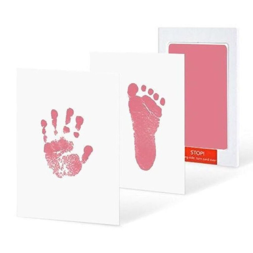 (pink) Safe Non-toxic Baby Footprints Handprint No Touch Skin Inkless Ink Pads Kits For Pet Dog Paw Prints