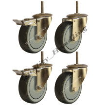 Rodas com travão de borracha em aço inoxidável de 80 mm, 60 kg cada - conjunto de 4