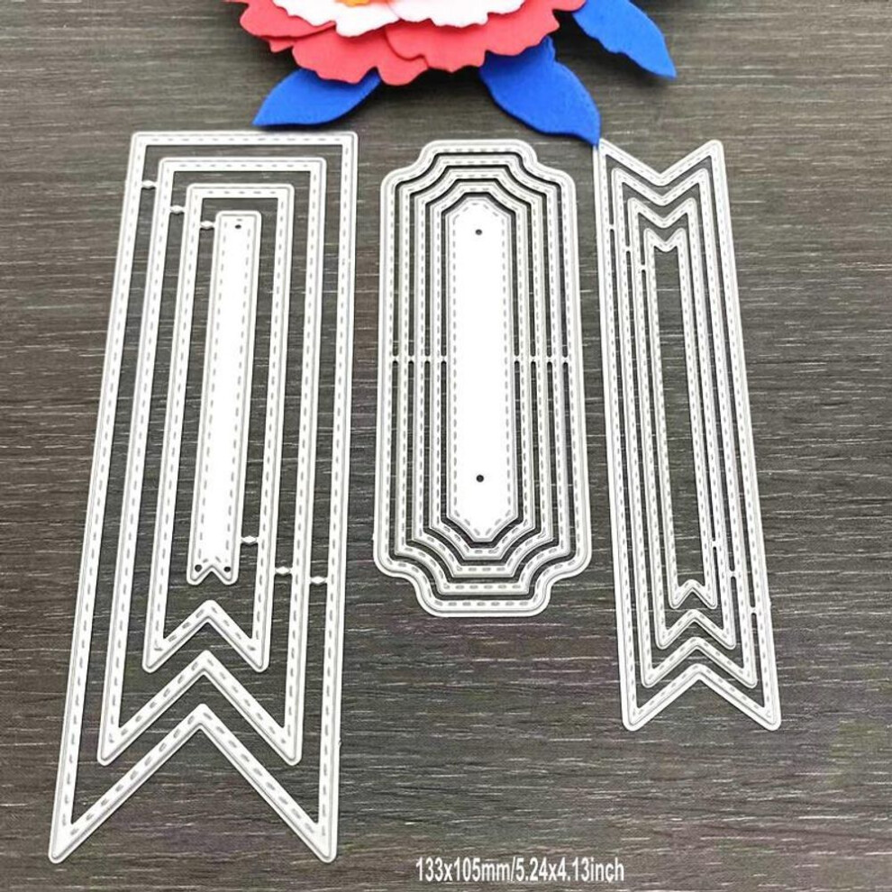 (as the picture) Tags Bookmarks Shape Frame Cutting Dies Metal Stencil Diy Scrapbooking Album Paper Card Embossing Craft Art Template