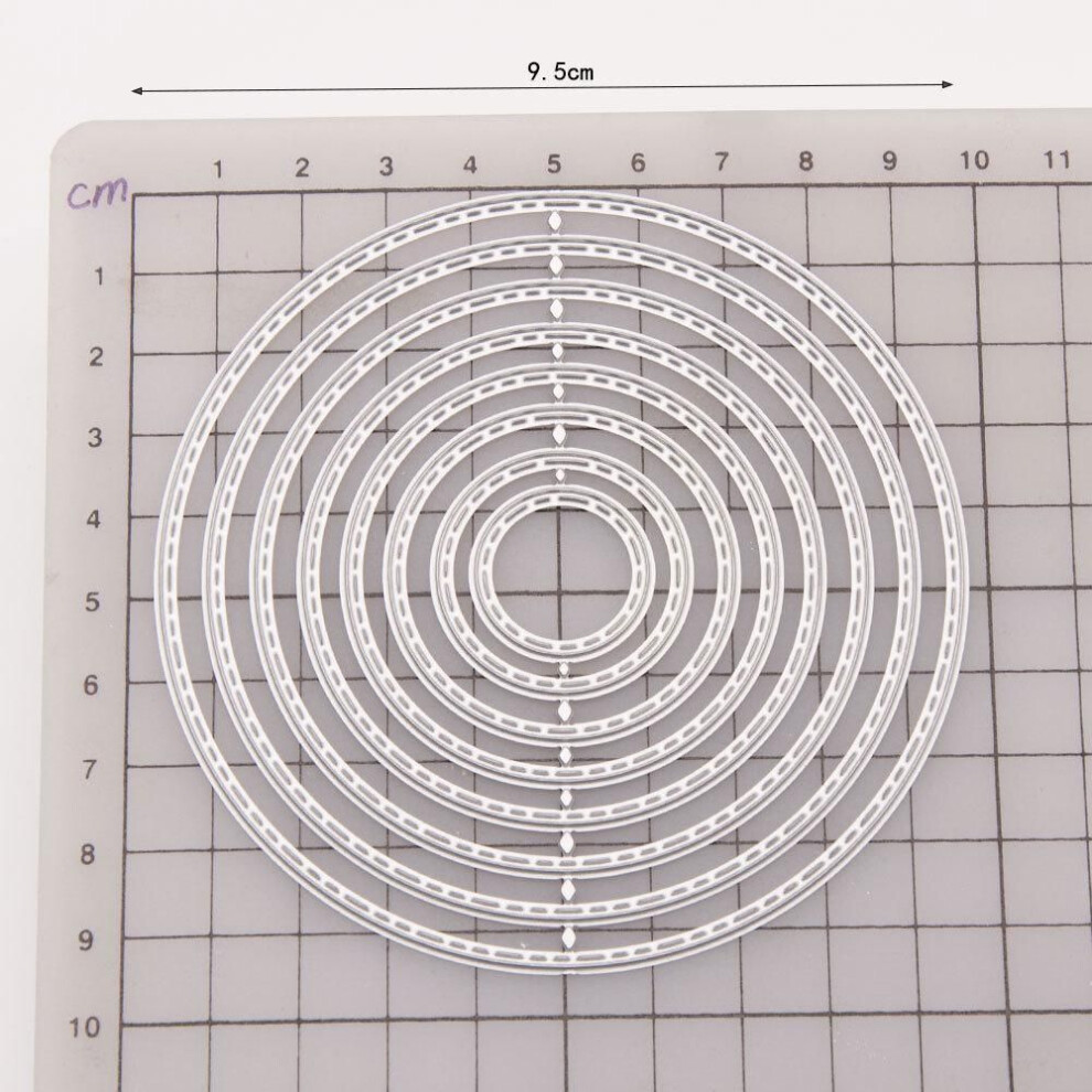 (9.5x9.5cm) Sewing Line Round Frame Cutting Dies Metal Stencil Diy Scrapbooking Album Paper Card Embossing Craft Die Cut Template