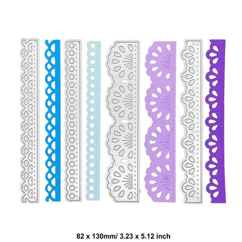 (No.8-Flower Lace) Lace Cutting Dies Metal Stencil Diy Scrapbooking Album Paper Card Embossing Decor Craft Art Edge Wave Lines