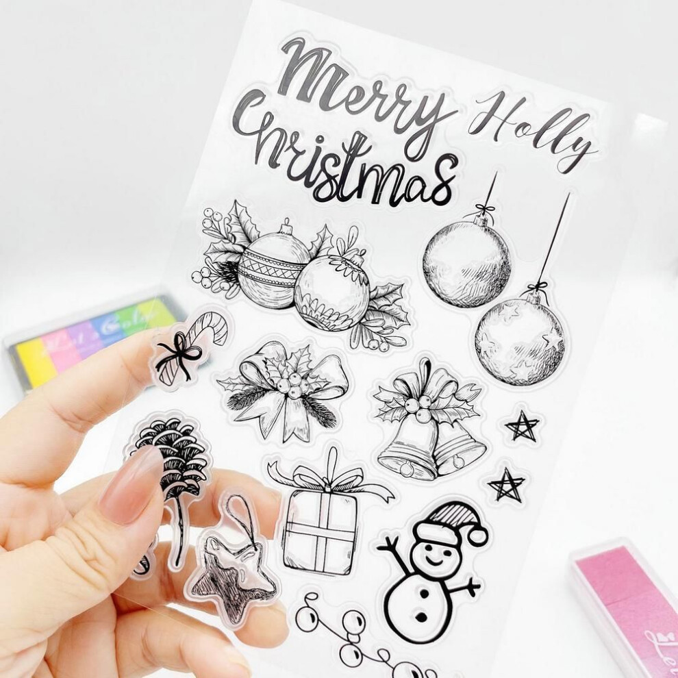 (No.12-Christmas Lantern) Merry Christmas Transparent Silicone Clear Stamps For Seal Diy Scrapbooking Photo Album Decor Greeting Santa Claus