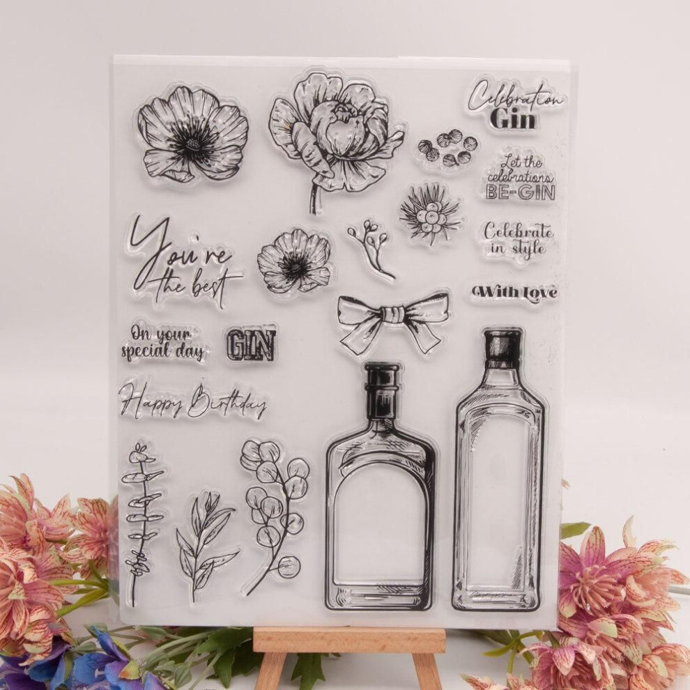 (No.9-Flower Wine) Animal Dog Cat Transparent Silicone Clear Stamps For Seal Diy Scrapbooking Photo Album Flower Butterfly Merry Christmas 2023