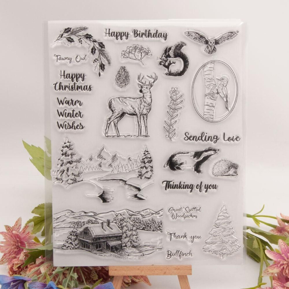 (No.10-Christmas Animal) Animal Dog Cat Transparent Silicone Clear Stamps for Seal DIY Scrapbooking Photo Album Flower Butterfly Merry Christmas 2023